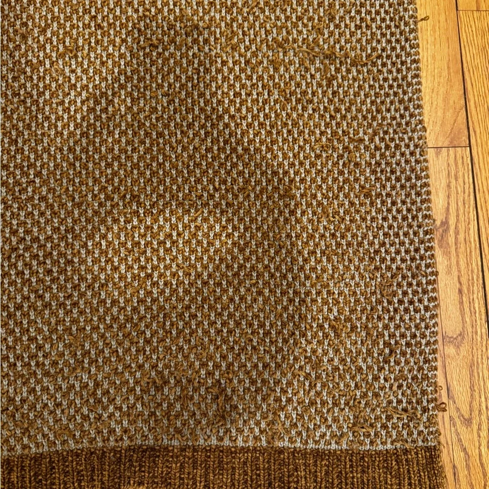 West Elm Chenille Throw Blanket Gold Yellow White 50 In X 60 In Polyester